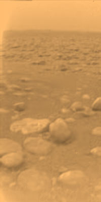 Photograph of Titan's surface.
